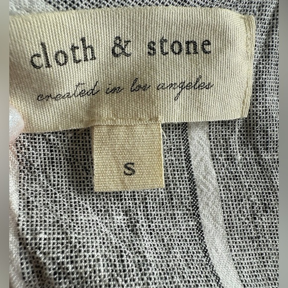 Cloth & Stone Linen Blend Striped Jumpsuit Size S Gray White Cropped Wide Leg - Picture 7 of 13